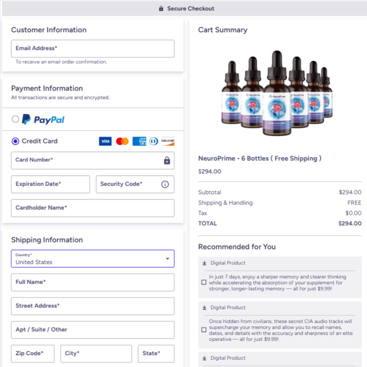 NeuroPrime Checkout